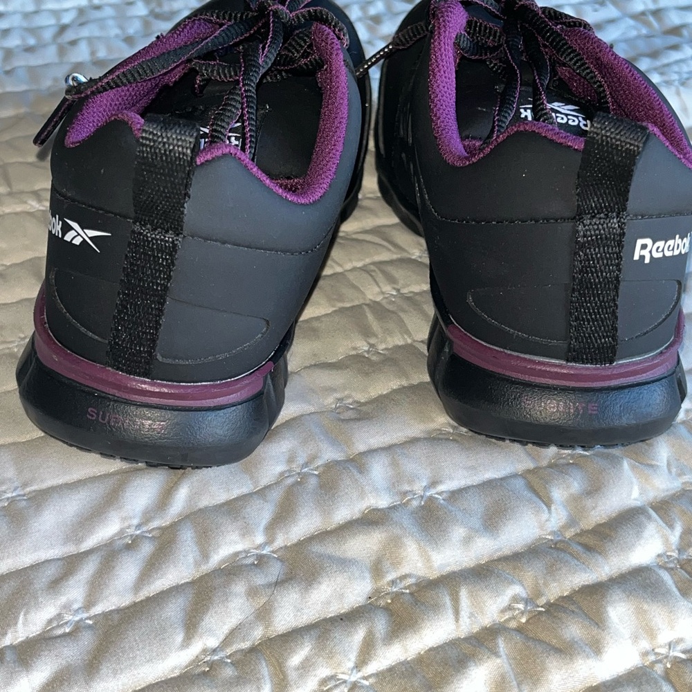 Reebok Women's Sublime Black and Purple Athletic Work Shoes - Picture 3 of 12